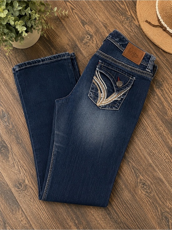 Ariya Denim - Ariya Dark Blue Boot Cut Jeans with Embroidered Pocket Y2K Western Vibes